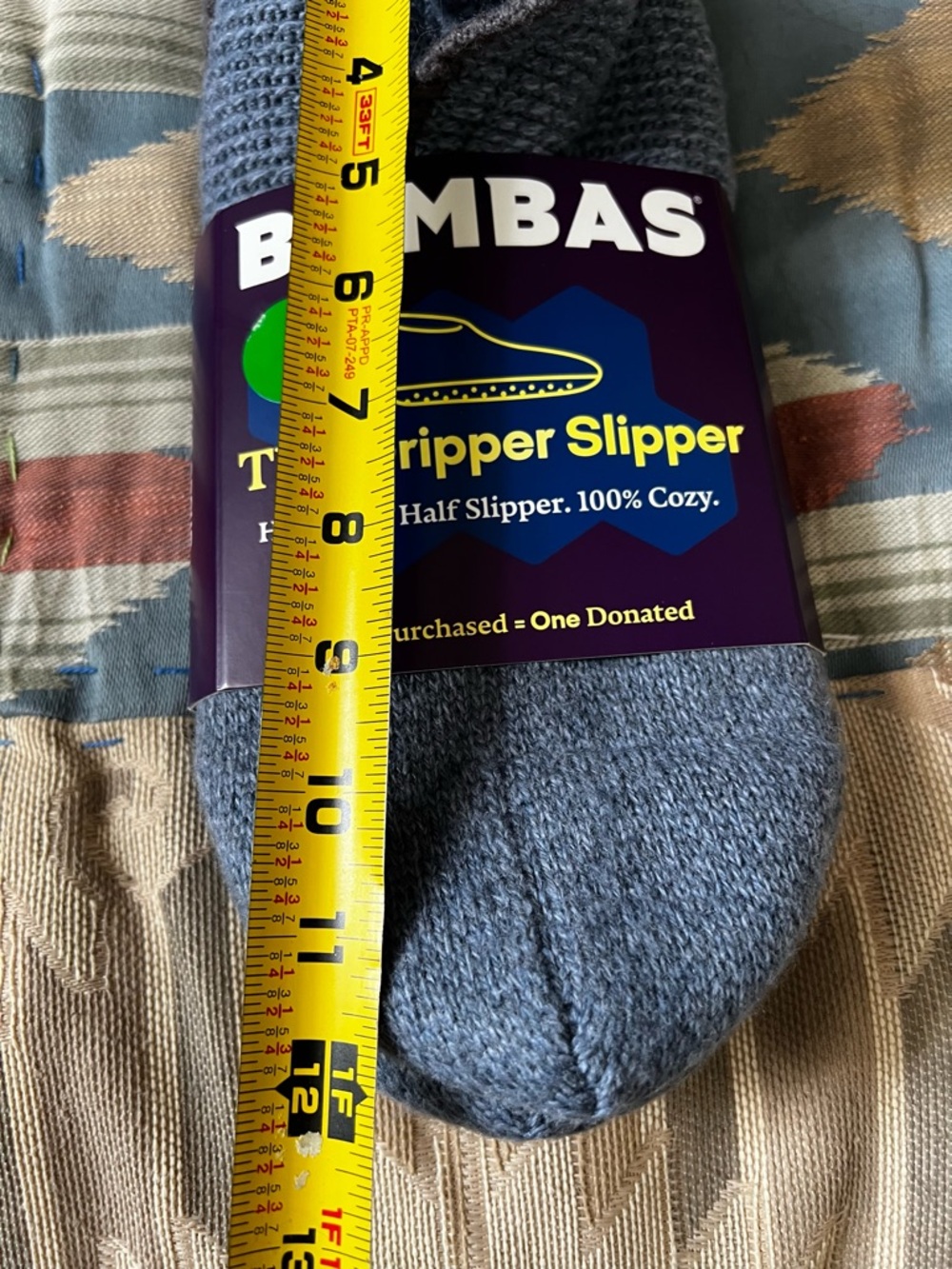 NWT Bombas Gripper Slipper Half Sock - Light Blue Mens Size XL - Picture 4 of 4